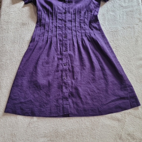 Theory Meili linen blend pintuck short sleeve dress size 2 - Picture 6 of 12
